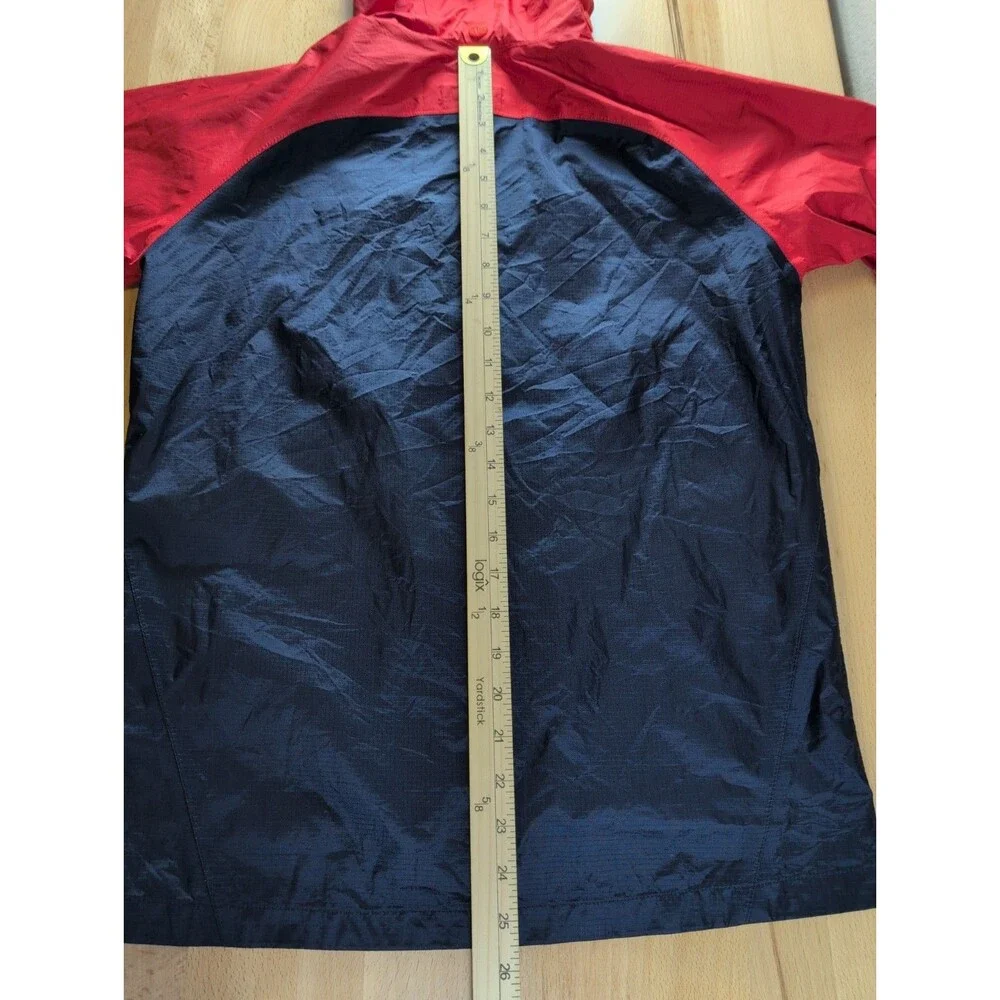 REI Jacket Boys Large 14-16 Red Blue Hooded Rain Seam Taped Waterproof Nylon